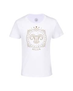 T-shirt Enfant Blanc Belier Constellation Signe Astrologie Zodiaque Astres Cartomancie Tarot