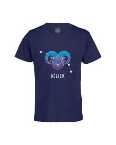 T-shirt Enfant Bleu Belier Signe Astrologie Prevision Stellaire Céleste Solaire Sideral Etoile