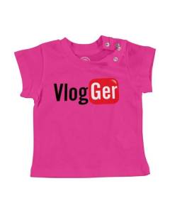 T-shirt Bébé Manche Courte Rose Vlogger Reseaux Sociaux Vidéo Parodie