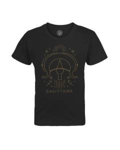 T-shirt Enfant Noir Sagittaire Signe Astrologie Bohème Zodiaque Astres Constellation