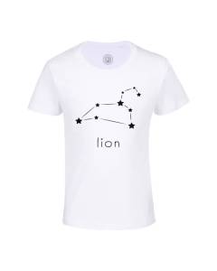 T-shirt Enfant Blanc Lion Etoile Signe Astrologie Constellation Minimaliste