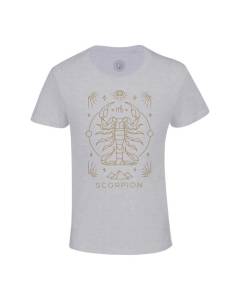 T-shirt Enfant Gris Scorpion Signe Astrologie Bohème Zodiaque Astres Constellation