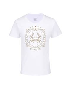 T-shirt Enfant Blanc Cancer Cartomancie Signe Astrologie Zodiaque Astres Constellation Tarot