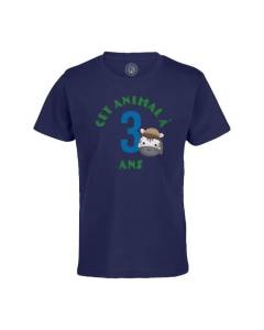 T-shirt Enfant Bleu Cet Animal À 3 Ans Anniversaire Celebration Enfant Cadeau Safari Theme