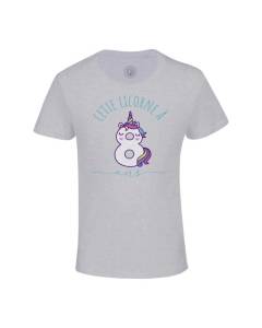 T-shirt Enfant Gris Cette Licorne À 8 Ans Anniversaire Celebration Enfant Cadeau