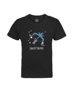 T-shirt Enfant Noir Sagittaire Signe Astrologie Prevision Stellaire Céleste Solaire Sideral Etoile