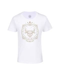 T-shirt Enfant Blanc Taureau Cartomancie Signe Astrologie Zodiaque Astres Constellation Tarot