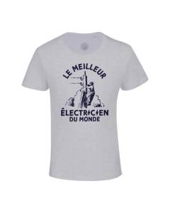 T-shirt Enfant Gris Le Meilleur Electricien du Monde Métier Electricité Maison