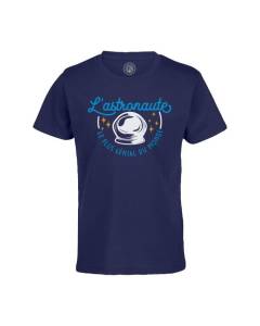 T-shirt Enfant Bleu L'astronaute Le Plus Génial du Monde Astronomie Ciel Etoile Passion Métier Fusée Espace