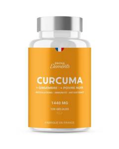 CURCUMA + Poivre noir + Gingembre | 1440 MG | Articulations Immunité Antioxydant Digestion | 120 Gélules | Fabriqué en France