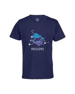 T-shirt Enfant Bleu Poissons Signe Astrologie Prevision Stellaire Céleste Solaire Sideral Etoile