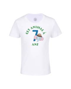 T-shirt Enfant Blanc Cet Animal À 7 Ans Anniversaire Celebration Enfant Cadeau Safari Theme