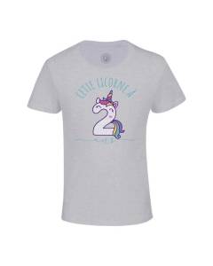T-shirt Enfant Gris Cette Licorne À 2 Ans Anniversaire Celebration Enfant Cadeau
