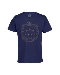 T-shirt Enfant Bleu Balance Cartomancie Signe Astrologie Zodiaque Astres Constellation Tarot