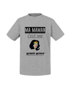 T-shirt Enfant Gris Ma Maman C'Est Une Wonder Woman Mere Super Hero