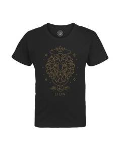 T-shirt Enfant Noir Lion Signe Astrologie Bohème Zodiaque Astres Constellation