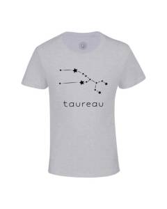T-shirt Enfant Gris Taureau Etoile Signe Astrologie Constellation Minimaliste