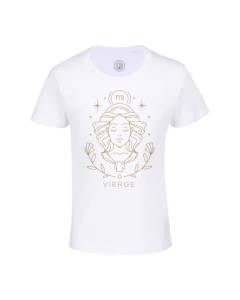 T-shirt Enfant Blanc Vierge Signe Astrologie Bohème Zodiaque Astres Constellation