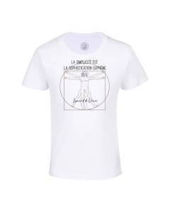 T-shirt Enfant Blanc La Simplicité est La Sophistication Suprême Citation Inspiration Peintre De Vinci