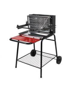 Barbecue à charbon SOMAGIC RAYMOND - Grill et rôtissoire - Surface de cuisson 46,5 x 26 cm - Noir et rouge