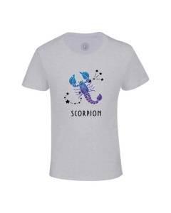 T-shirt Enfant Gris Scorpion Signe Astrologie Prevision Stellaire Céleste Solaire Sideral Etoile