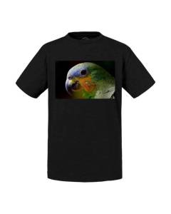 T-shirt Enfant Noir Tete de Perroquet Multicolor Gros Plan Oiseau Exotique