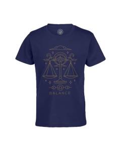 T-shirt Enfant Bleu Balance Signe Astrologie Bohème Zodiaque Astres Constellation