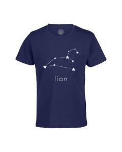 T-shirt Enfant Bleu Lion Etoile Signe Astrologie Constellation Minimaliste