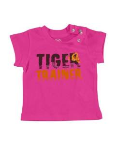 T-shirt Bébé Manche Courte Rose Tiger Trainer Dompteur de Tigre Illustration Original