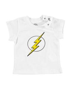 T-shirt Bébé Manche Courte Blanc Flash Super Héros BD Film Geek