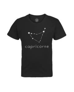 T-shirt Enfant Noir Capricorne Etoile Signe Astrologie Constellation Minimaliste