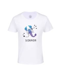 T-shirt Enfant Blanc Scorpion Signe Astrologie Prevision Stellaire Céleste Solaire Sideral Etoile