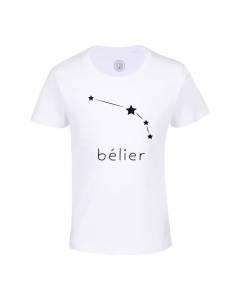 T-shirt Enfant Blanc Belier Etoile Signe Astrologie Constellation Minimaliste