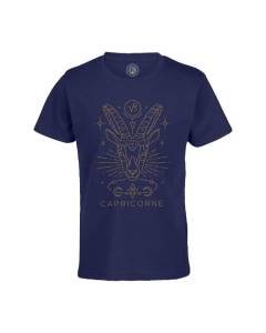 T-shirt Enfant Bleu Capricorne Signe Astrologie Bohème Zodiaque Astres Constellation