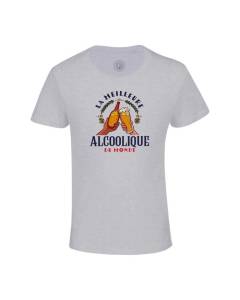 T-shirt Enfant Gris La Meilleure Alcoolique du Monde Biere Vin Soirées Apéro Fete Alcool