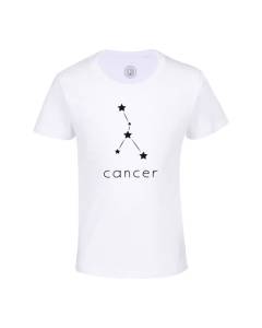 T-shirt Enfant Blanc Cancer Etoile Signe Astrologie Constellation Minimaliste