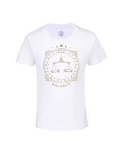 T-shirt Enfant Blanc Balance Cartomancie Signe Astrologie Zodiaque Astres Constellation Tarot