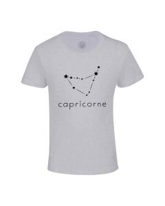 T-shirt Enfant Gris Capricorne Etoile Signe Astrologie Constellation Minimaliste