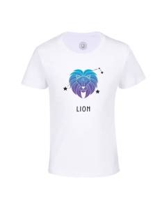T-shirt Enfant Blanc Lion Signe Astrologie Prevision Stellaire Céleste Solaire Sideral Etoile