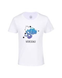 T-shirt Enfant Blanc Verseau Signe Astrologie Prevision Stellaire Céleste Solaire Sideral Etoile