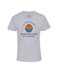 T-shirt Enfant Gris La Meilleure Ingénieure du Monde Etudiante Informatique Génie Civil