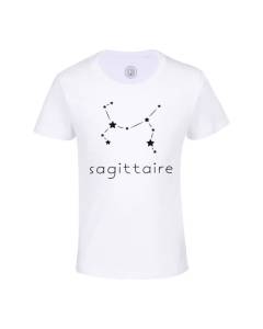 T-shirt Enfant Blanc Sagittaire Etoile Signe Astrologie Constellation Minimaliste