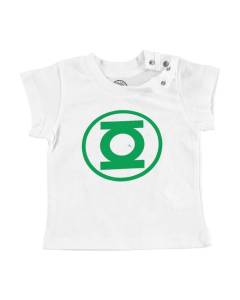 T-shirt Bébé Manche Courte Blanc Green Lantern Super Héros BD Film Geek