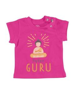 T-shirt Bébé Manche Courte Rose Futur Guru Zen Méditation