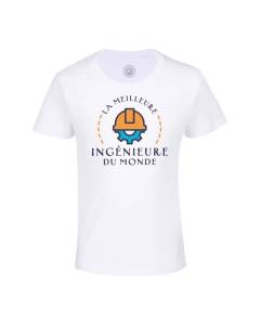 T-shirt Enfant Blanc La Meilleure Ingénieure du Monde Etudiante Informatique Génie Civil