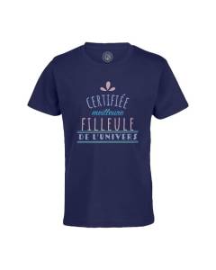 T-shirt Enfant Bleu Certifiée meilleure Filleule de l'univers Famille Parrain Marraine