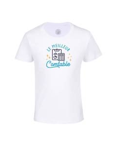 T-shirt Enfant Blanc Le Meilleur Comptable du Monde Compte Entreprise Chiffre