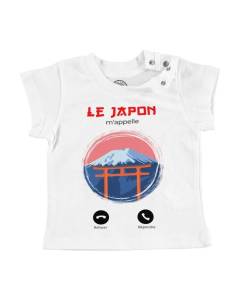 T-shirt Bébé Manche Courte Blanc Le Japon M'Appelle Mont Fuji Paysage Tokyo