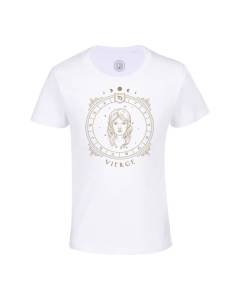 T-shirt Enfant Blanc Vierge Cartomancie Signe Astrologie Zodiaque Astres Constellation Tarot