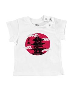 T-shirt Bébé Manche Courte Blanc Chateau Kyoto Japon Asie Culture Empereur